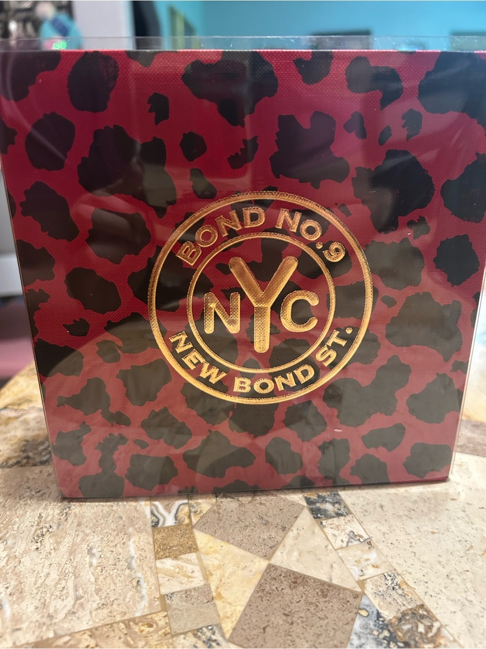 NYC Red Leopard Print Cosmetic Pouch